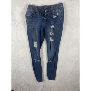 Rue21 High Rise Skinny Jeans Size‎ 4 Distressed Ripped Denim Blue